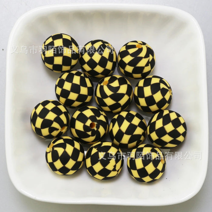 Wholesale 50pcs 15mm Grid Silicone Balls JDC-BDS-HongZhou012