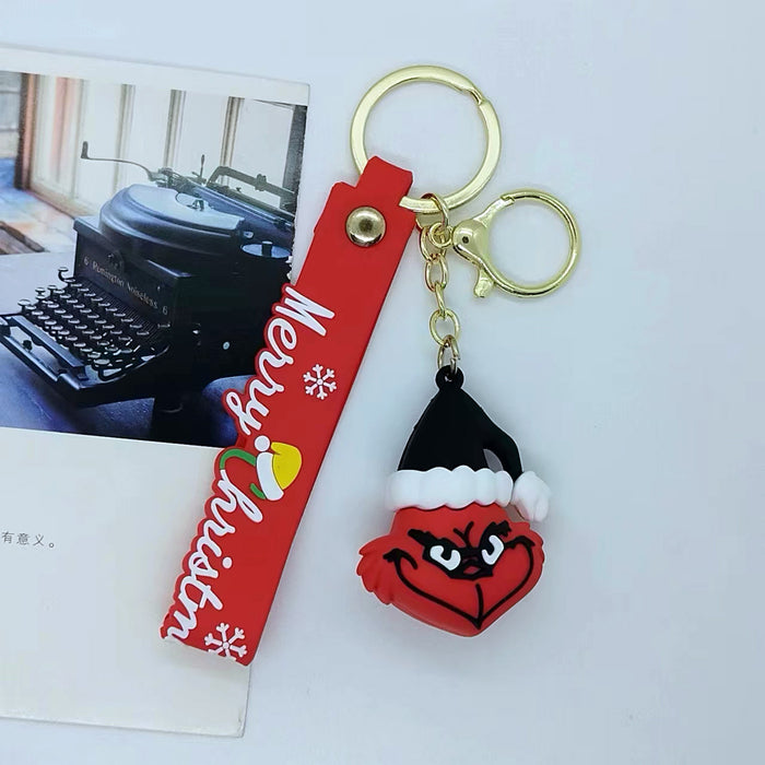 Wholesale cartoon Christmas hat clown keychain pendant bag car key chain accessories gift