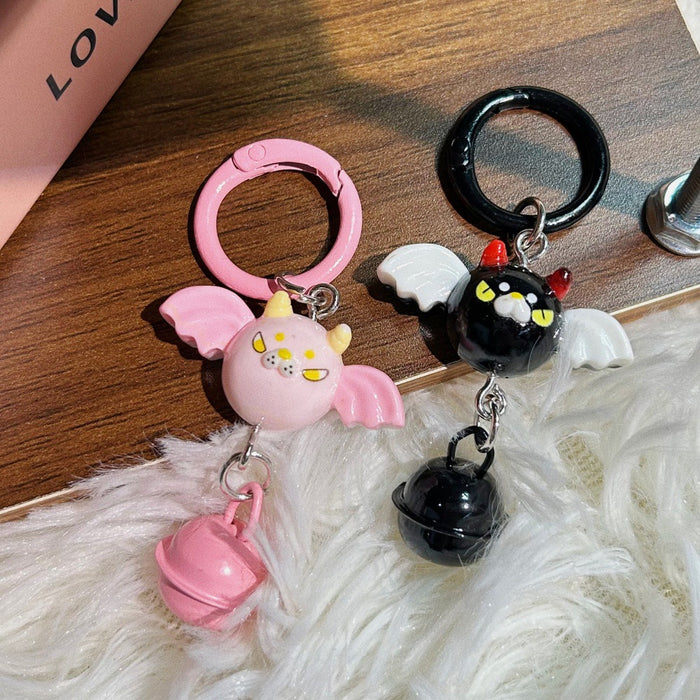 Wholesale  Elf Bell Keychain Pink Black Resin Cute Couple Gift Bag Charm