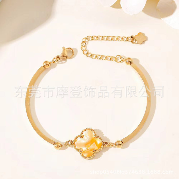 Wholesale titanium steel four-leaf clover bracelet JDC-BT-Modeng001