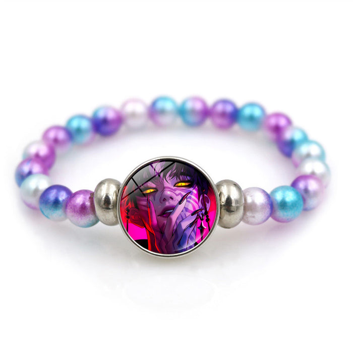 Wholesale K-POP Purple Beaded Bracelet Unisex Personality Elastic Wristband Jewelry