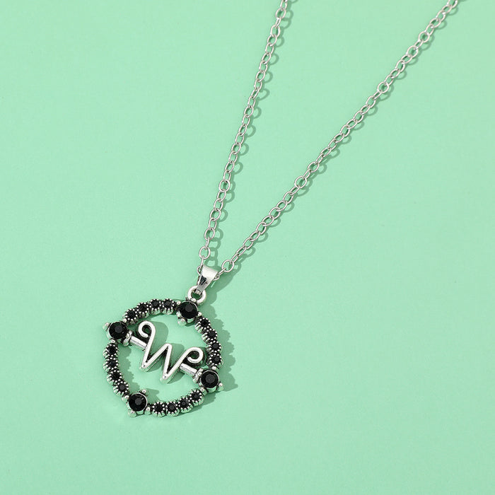 Wholesale Letter W fashion hollow pendant earrings and necklace for men and women.