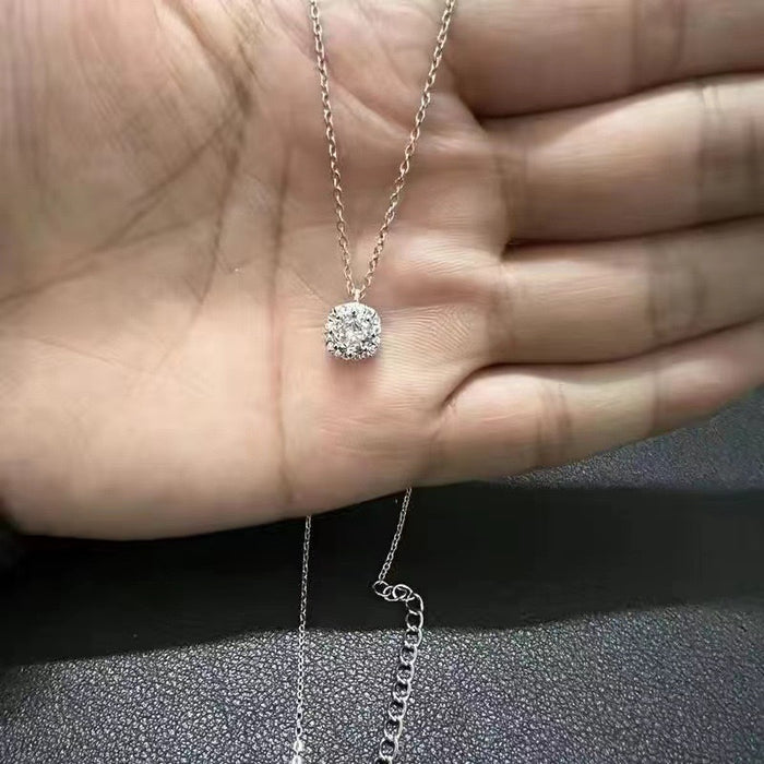 Wholesale Square zircon necklace, niche, light luxury, simple and versatile temperament, collarbone chain, short fashion collarbone chain