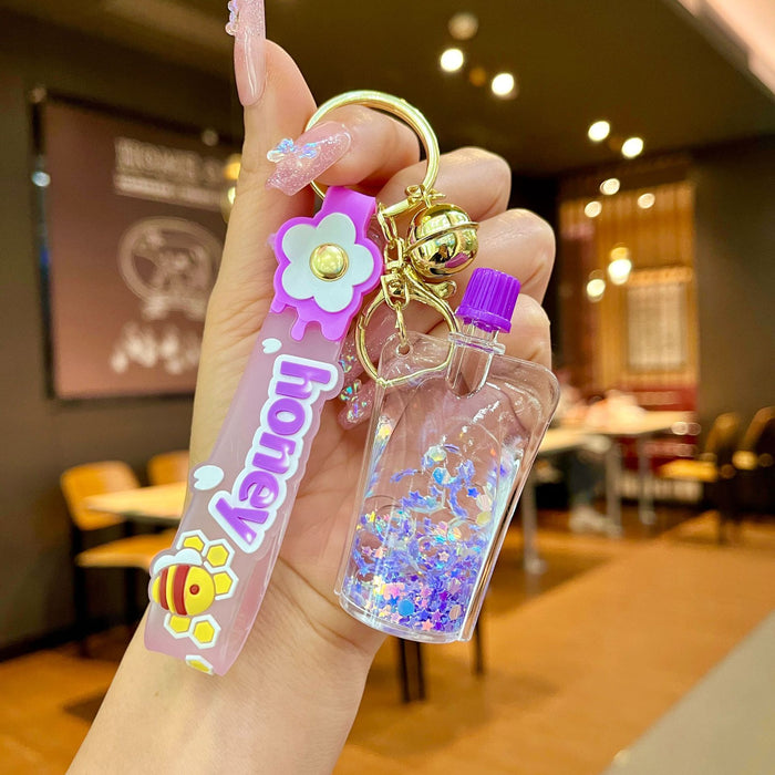 Wholesale Acrylic Bear Quicksand Bottle Cartoon Keychain JDC-KC-JinM003