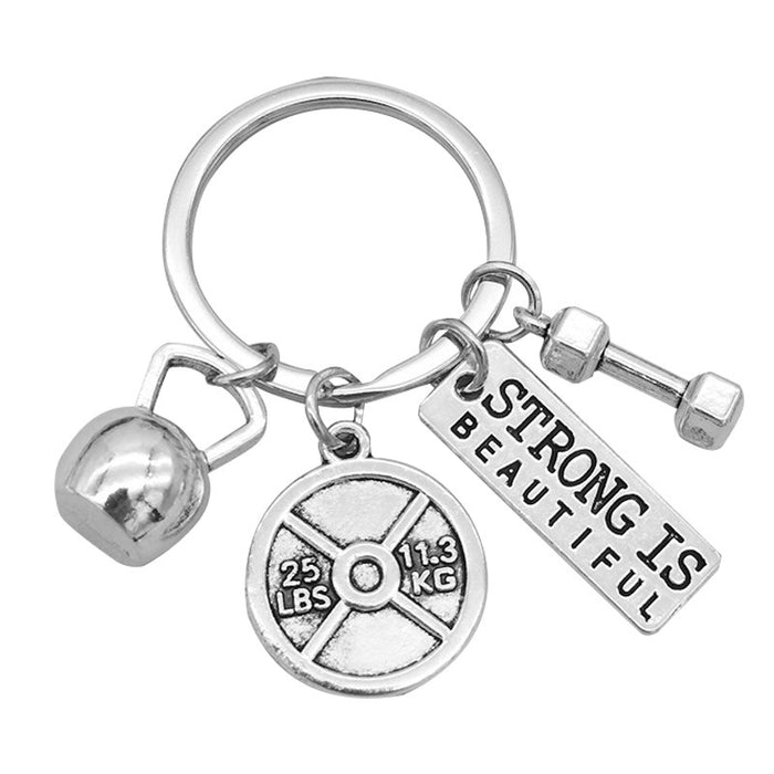 Wholesale Sports Power Dumbbell Barbell Kettlebell Keychain Fitness Equipment Peripheral Key Chain Sports Peripheral Pendant