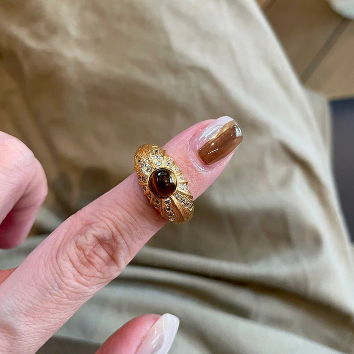 Wholesale vintage Ring Maillard Micro-inlaid Wire-drawing Wide Finger Ring