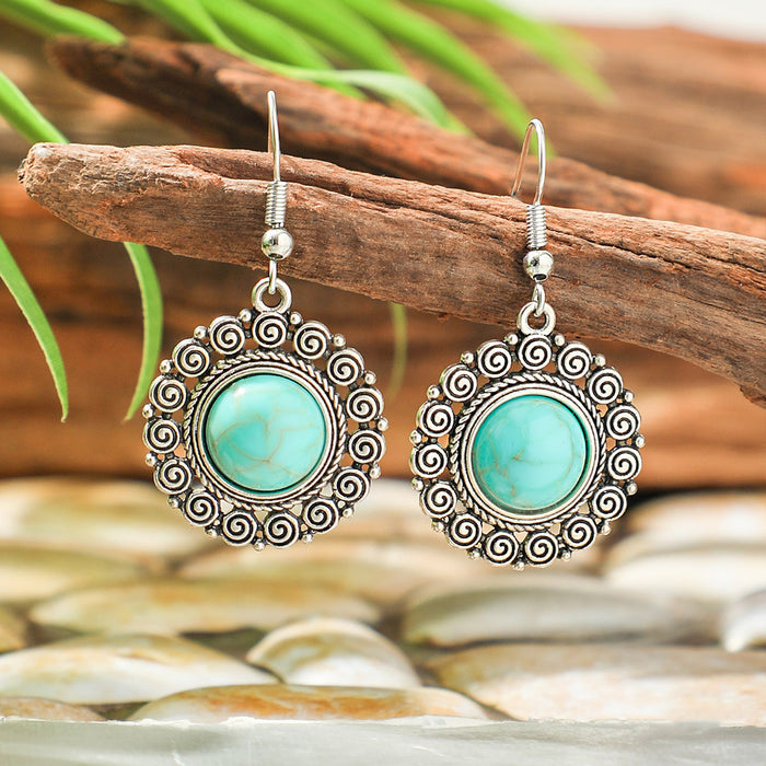 Wholesale 2pcs Bohemian Turquoise Retro Distinctive Earrings