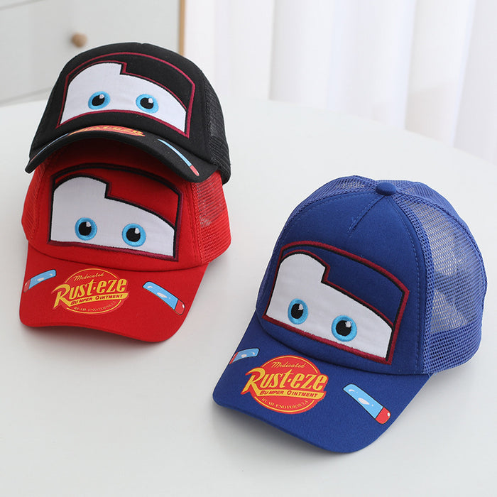 Wholesale Trendy Car Print Boys Baseball Cap Sun Hat Red Cloth Wide Brim Sunscreen Kids Fashion Accessory For Resale