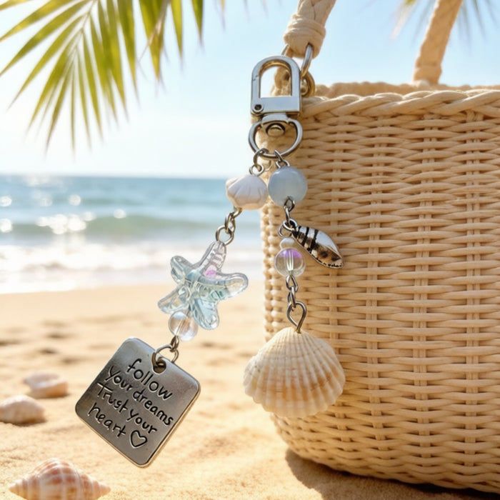 Wholesale Alloy Starfish Shell Bag Charm Keychain Trendy Fresh Style