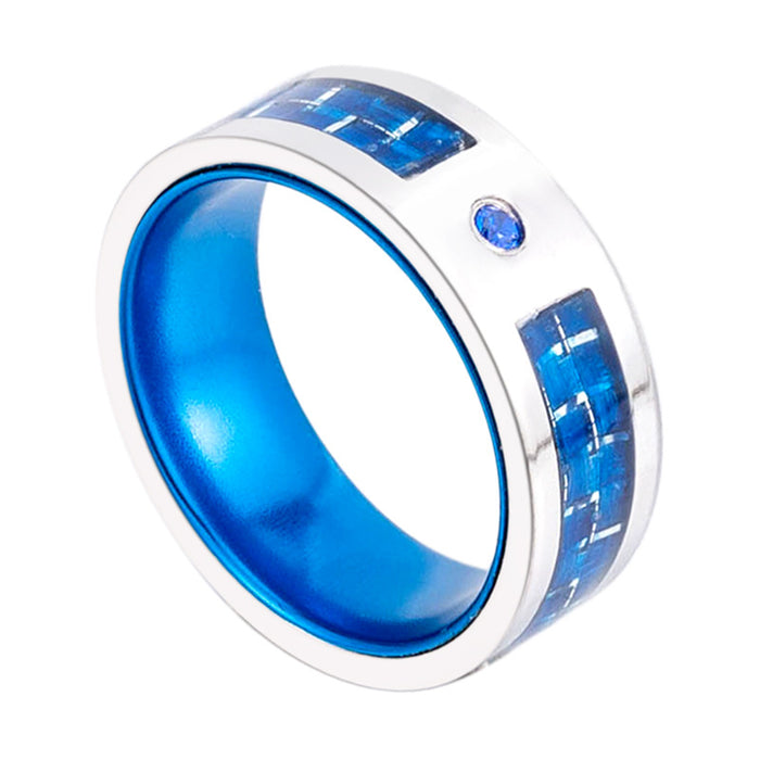 Wholesale Colorful Multi-color Titanium Steel Carbon Fiber Diamond Men's Ring JDC-RS-XYao005