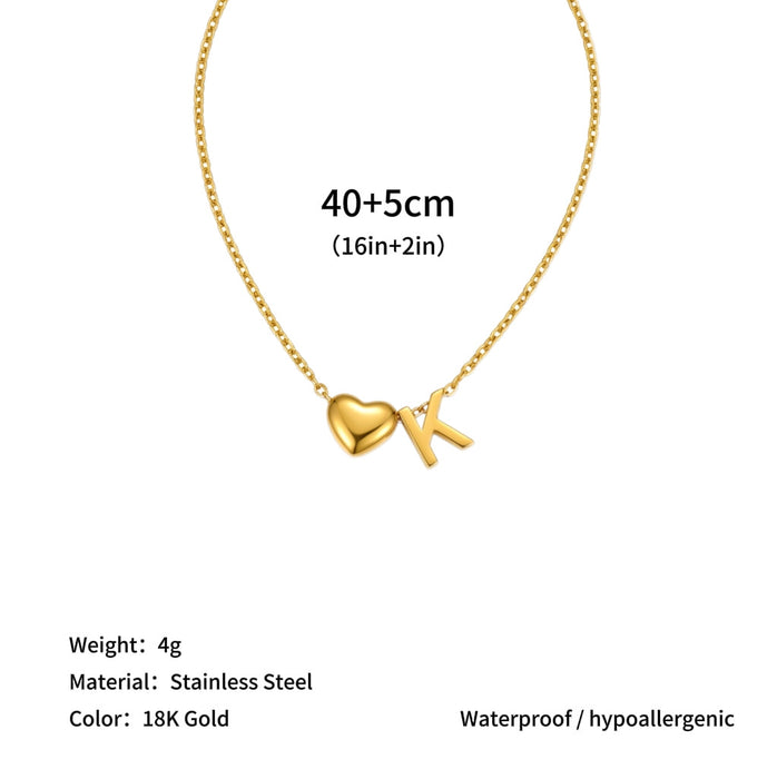 Wholesale Clavicle chain jewelry accessory 26 letter heart pendant titanium steel necklace