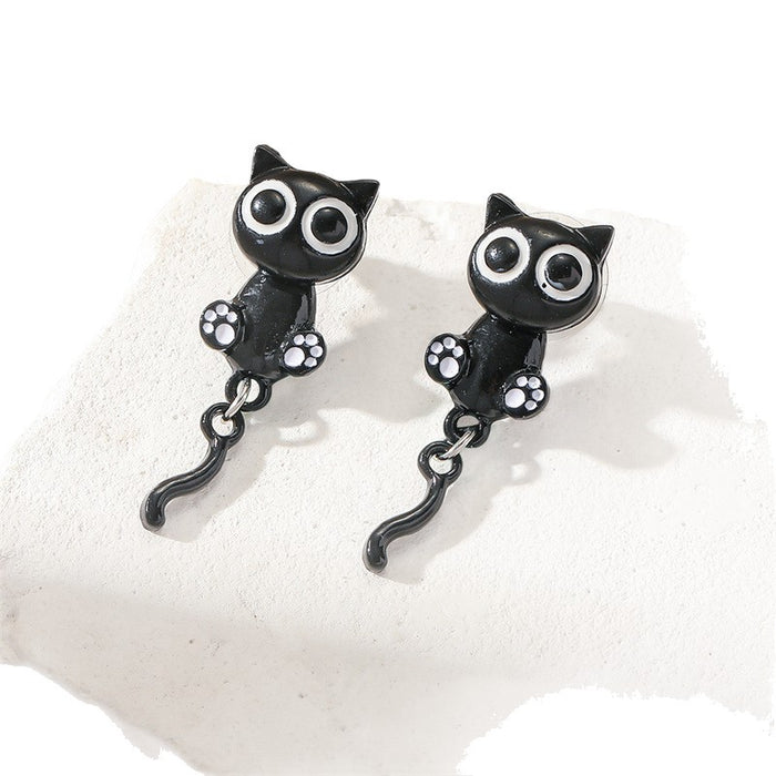 Wholesale Chic Black Cat Earrings - Cute Cartoon Kitten Fashion Jewelry Accessory MOQ≥2