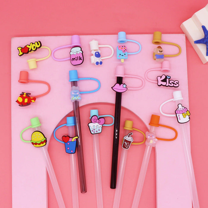 Wholesale 8MM Cute Doll Silicone Straw Cap JDC-SCR-MeiTeEr001