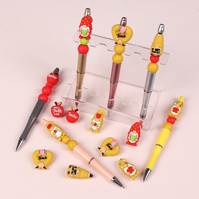 Wholesale 20pcs Teacher Jewelry 3D Cartoon Dwarf Silicone Beads DIY Necklace Accessories Abc Teacher Silicone Beads Loose Beads