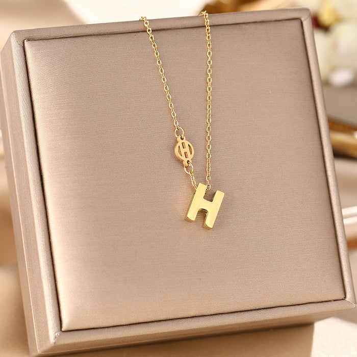 Wholesale Titanium Steel Letter Necklace JDC-NE-YinY003