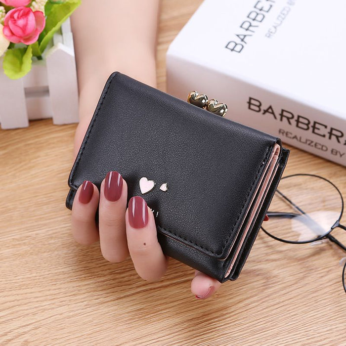 Wholesale Sweet Heart Wallet PU Leather Two Hearts Coin Purse Card Case Chic Boutique Fashion Accessory MOQ≥3