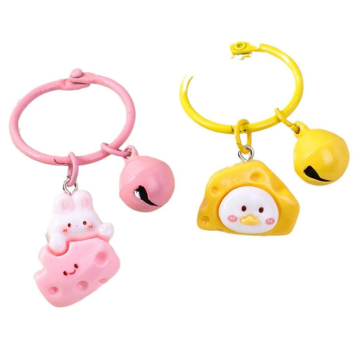 Wholesale Resin Cartoon Bunny Cheese Keychain Pendant Cute Backpack Charm For Students Birthday Gift