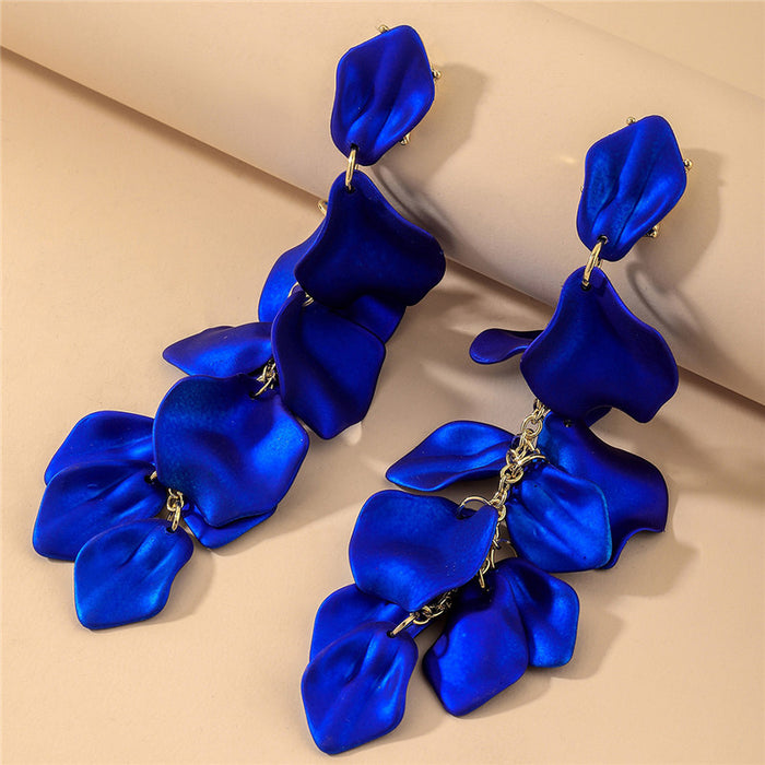 Wholesale Rose petal long tassel earrings with fashionable and elegant temperament, high-end and environmentally friendly earrings for women