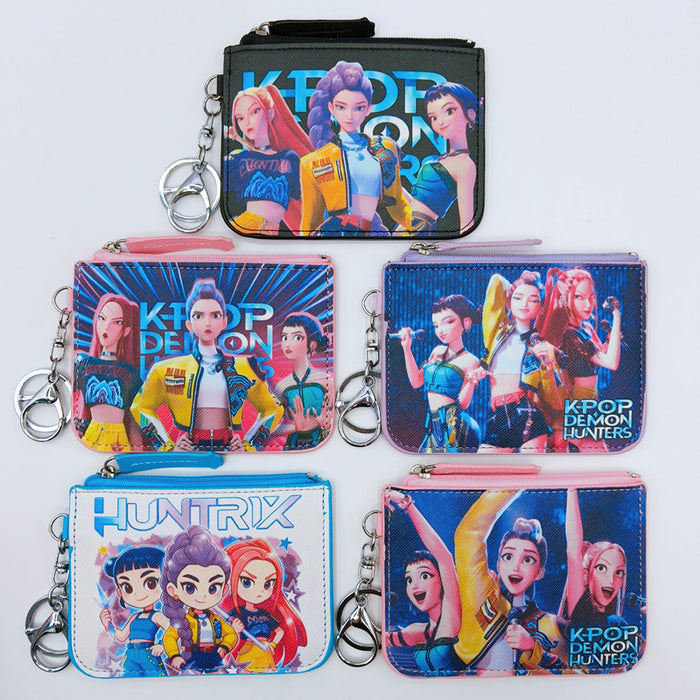 Wholesale K-POP Cartoon Leather Wallet with Keychain Pendant