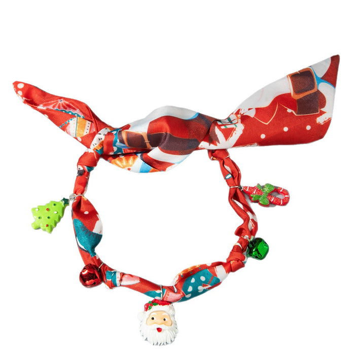 Wholesale Polyester Christmas f Necklace with Tree Bell and Santa Pattern MOQ≥2