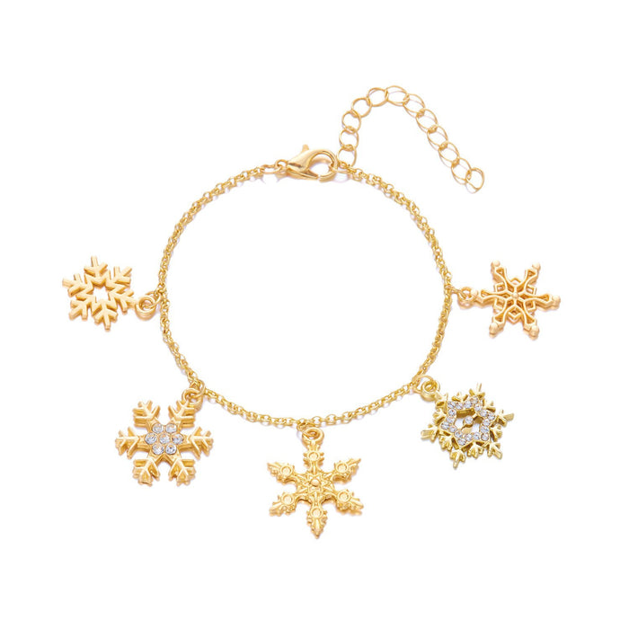 Wholesale Christmas gold chain snowflake elk snowman Christmas tree multi-accessory necklace bracelet jewelry set