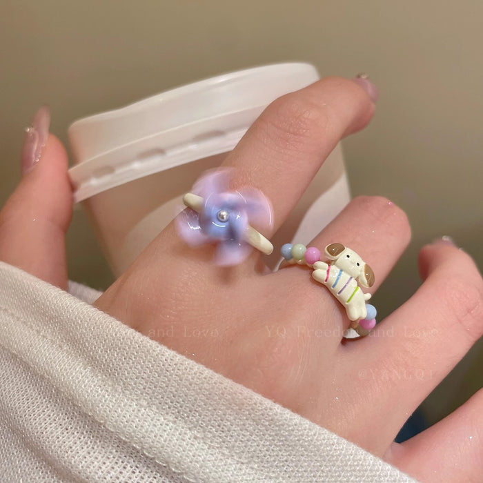 Wholesale Original cute cartoon opening ring with a niche design sense