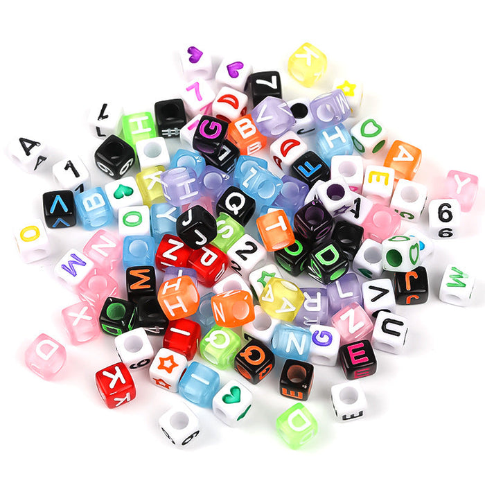 Wholesale 6mm 3100PCS/PACK Acrylic Letter Colored Square Loose Beads JDC-BDS-BoLinge009