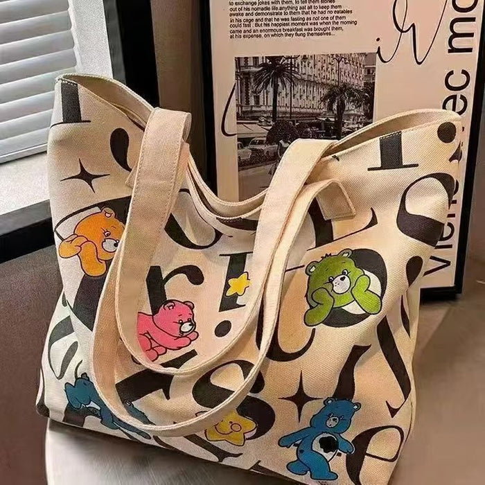 Wholesale Canvas bag, large capacity tote, new commuting bag, versatile, printed, casual, hand-held, single shoulder shopping bag