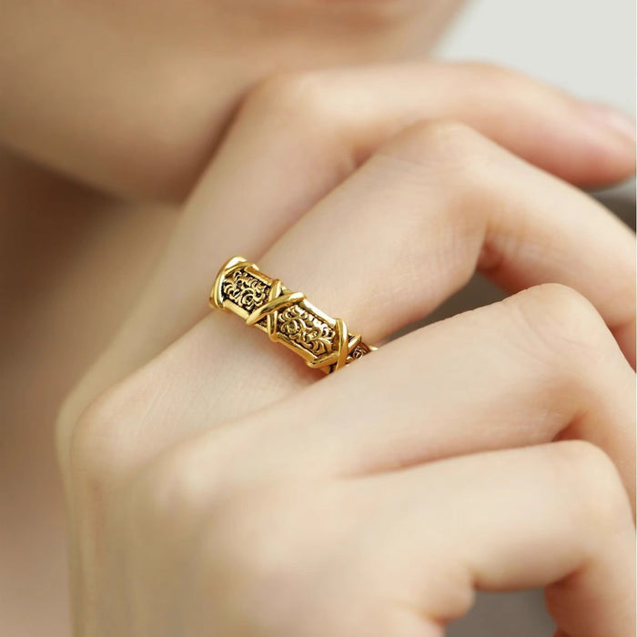 Wholesale  Golden Wire-drawing Ring Women's Index Finger Ring Opening