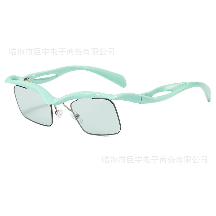 Wholesale New Sunglasses Box Sunglasses Personalized UV Protection Half Frame Irregular Sunglasses