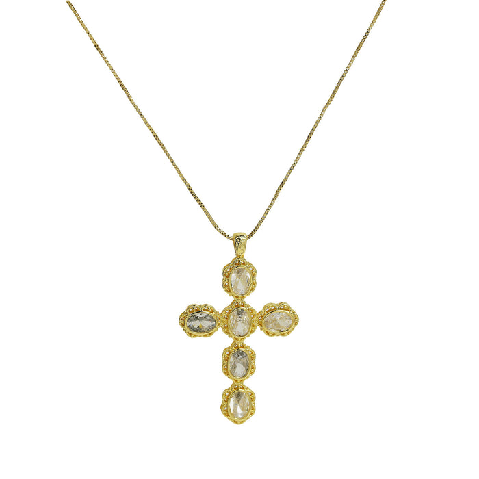 Wholesale 2PCS Brass Zircon Cross Pendant Necklace JDC-NE-BaiYi013