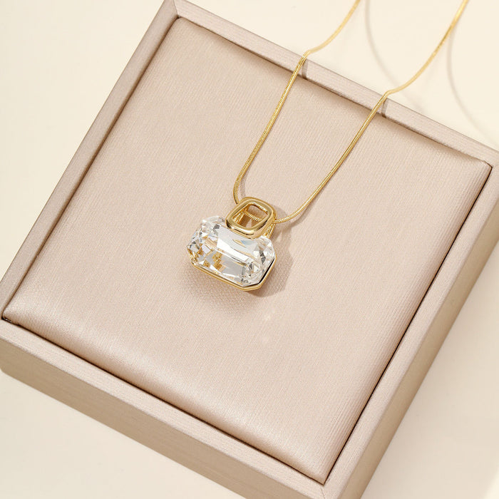 Wholesale New Cat Eye Stone Sun Titanium Steel Pendant Necklace Fashion Bag Clavicle Chain Stainless Steel Jewelry