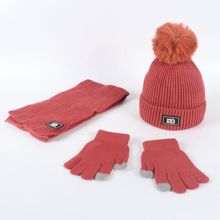 Wholesale Hat Wool Solid Color Warm Scarf Gloves Set JDC-FH-JunC001