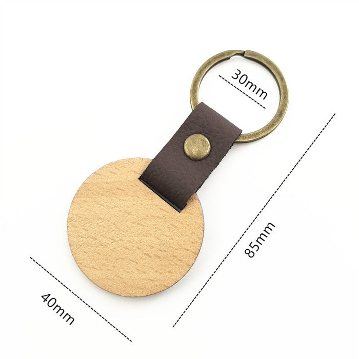 Wholesale Solid wood keychain, walnut keychain, round wooden keychain