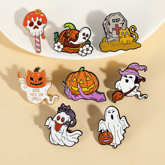 Wholesale Alloy Enamel Ghost Brooch Set Trendy Unisex Fashion Accessory