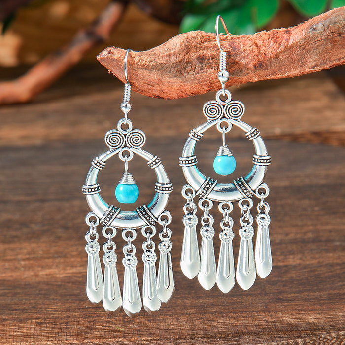 Wholesale 2pcs Bohemian Vintage Flower Tassel Elegant Earrings
