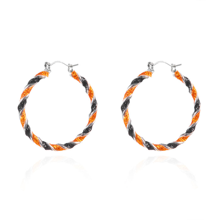 Wholesale  Earring Series,  Oil Dripping Pumpkin Ghost Black Orange Twisted Earrings