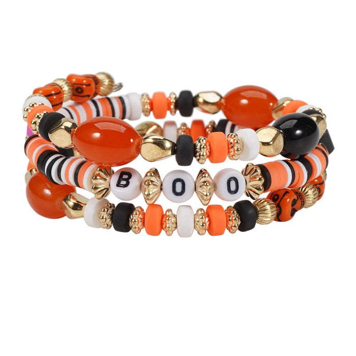 Wholesale Halloween Letter HALLOWEEN BOO SPOOKY Bead Soft Ceramic Bracelet JDC-BT-Xiny063