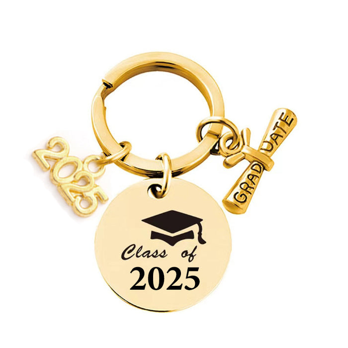 Wholesale Graduation Season Gift Stainless Steel Keychain with Engravable Metal Keychain Backpack Pendant