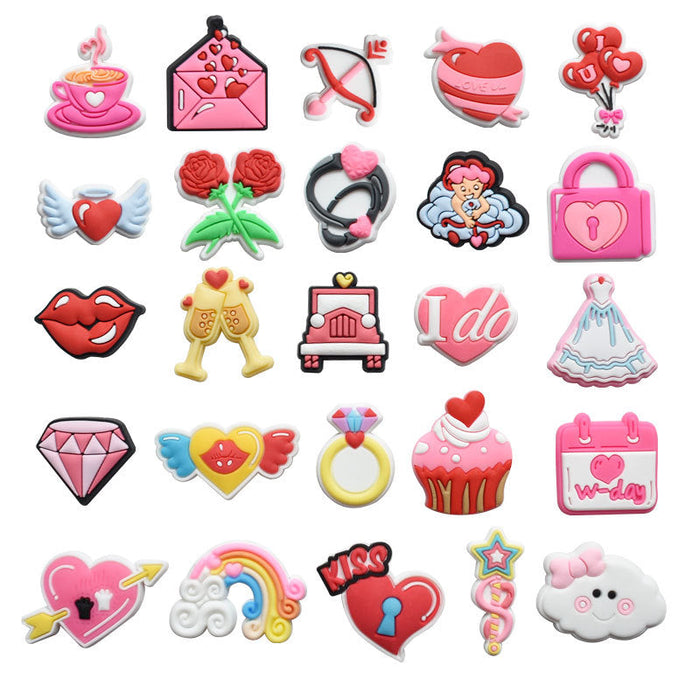 Wholesale 100 PCS PVC Cartoon Pink DIY Shoe Buckle JDC-SC-RYY010