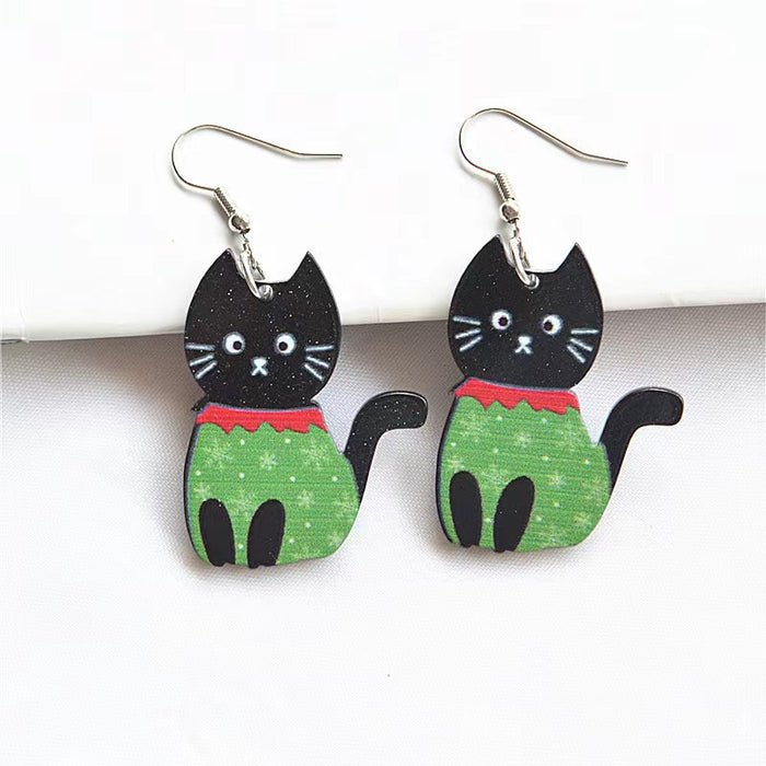 Wholesale Halloween Black Cat Acrylic Earrings JDC-ES-WenT024