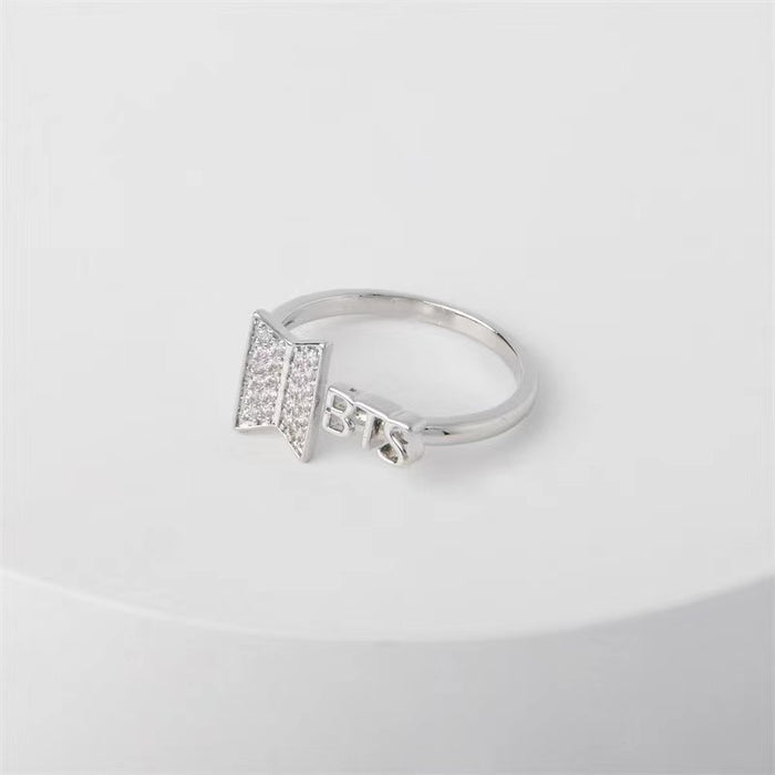 Wholesale Simple Diamond-encrusted Gold and Silver Copper Open Ring JDC-RS-TengF002