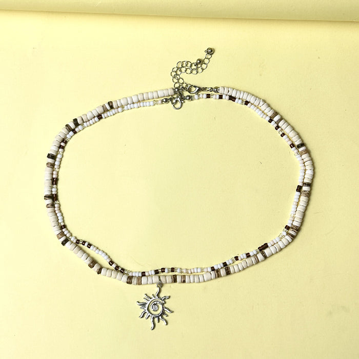 Wholesale Niche Sunwood Bead and nut Shell Bead Necklace