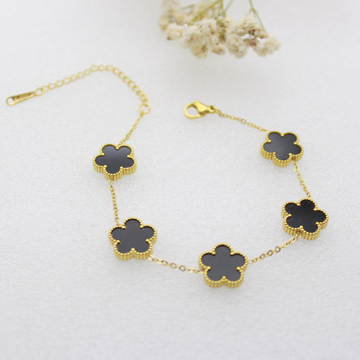 Wholesale Five-leaf Clover Flower Stainless Steel Bracelet JDC-BT-YiShi001