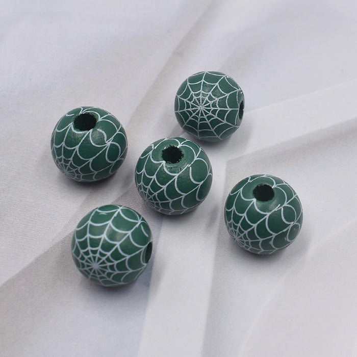 Wholesale of New Halloween Spider Web Colorful DIY Children's Wood Beads JDC-BDS-XingFeng003