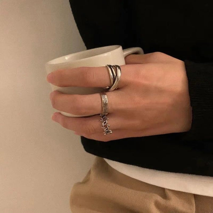 Wholesale Vintage, minimalist, versatile, vintage Roman numeral ring with an open index finger ring