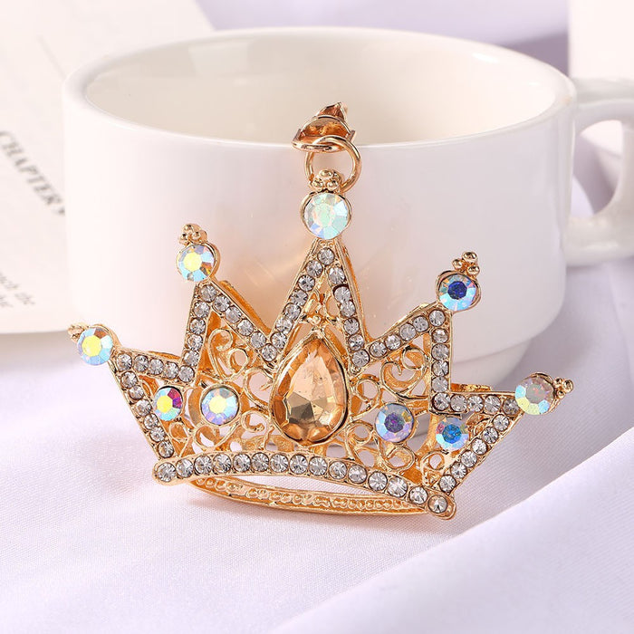 Wholesale Zinc Alloy Crystal Crown Keychain Stylish Car Key Accessory MOQ≥2
