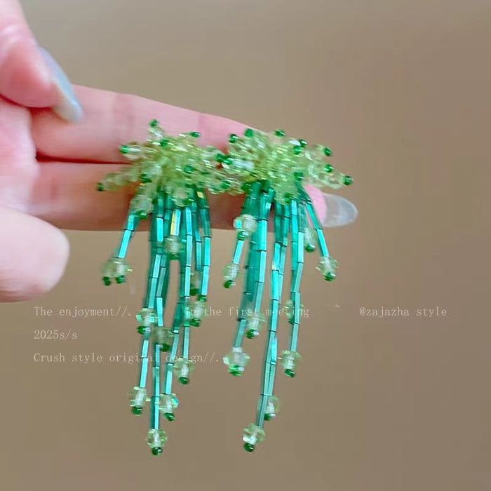 Wholesale Beaded flower tassel earrings with temperament earrings