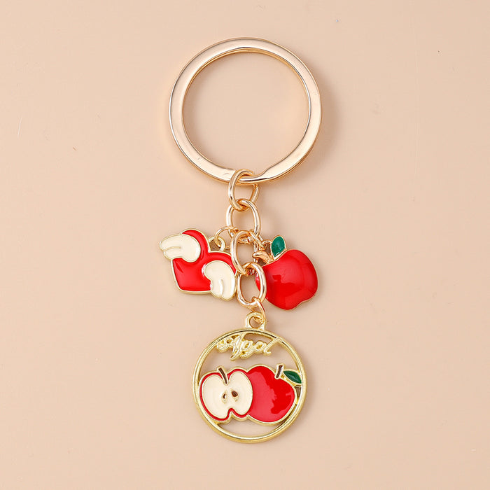 Wholesale Heart-shaped fruit metal keychain