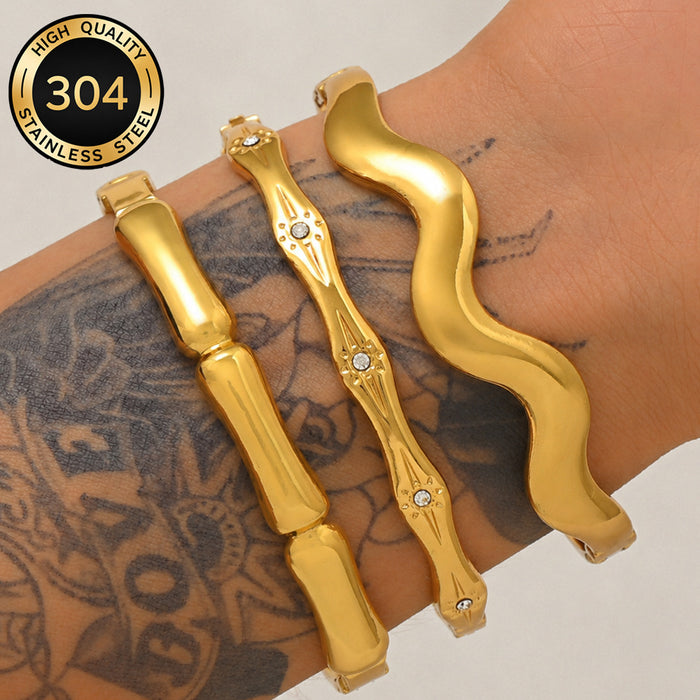 Wholesale Stylish Titanium Steel Bangle Bracelet For Women White Diamond Row Design Ins Style Jewelry Accessory